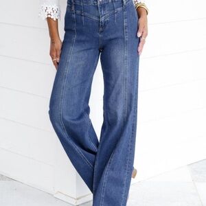 Risen Jeans High Rise Dark Wash Wide Leg Jeans